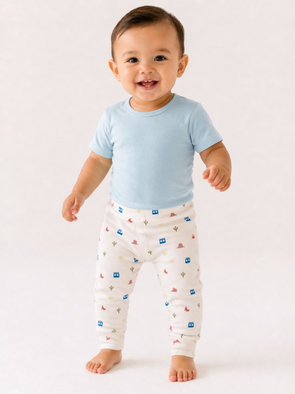 Pact Organic Cotton Cream Desert Baby Leggings in Cactus Print, Unisex 9-12 M
